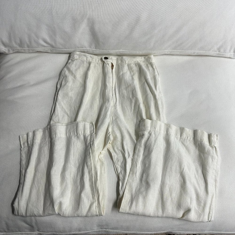 White 100% Linen Pants
